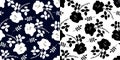 Black and white seamless floral pattern with rose flowers and leaves. Monochrome print for fabric. Luxury collection