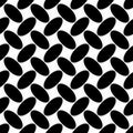 Black and white seamless geometrical ellipse pattern - vector background from diagonal curved oval shapes