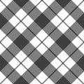 Black white seamless gingham pattern. Checkered fabric, plaid, tablecloth, napkin, textile. Tartan print, rhombus design Royalty Free Stock Photo