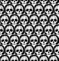 Black and white seamless hand-drawn skull pattern Royalty Free Stock Photo