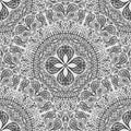 Black and white seamless lace background. Pattern of lacy napkins in a primitive style.