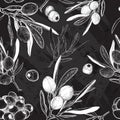 Black and white Seamless olive background