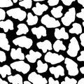 Black and white seamless pattern with blots. Animal print. Cow texture. Endless abstract background with simple elements. Vector Royalty Free Stock Photo