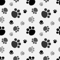 Black and white seamless pattern with cat paws Royalty Free Stock Photo