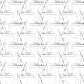 seamless pattern contours of sailboats arranged in rows on a white background