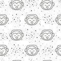 Seamless pattern with doodle pinguin faces.