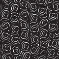 Black white seamless pattern with drawn curlicues Royalty Free Stock Photo