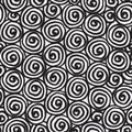 Black white seamless pattern with drawn curlicues Royalty Free Stock Photo