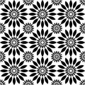 Black and white seamless pattern with flower style, abstract bac Royalty Free Stock Photo