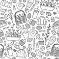 Seamless pattern with easter items. Royalty Free Stock Photo