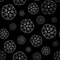 Black and White Seamless Pattern with Ipomoea Flowers.