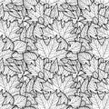 Black and white seamless pattern with leaves