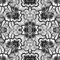 Black and White Seamless Pattern with Mosaic Floral Motif Royalty Free Stock Photo