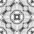 Black and White Seamless Pattern with Mosaic Floral Motif Royalty Free Stock Photo