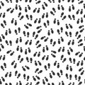 Black and White Seamless Pattern of Simple Footprints Royalty Free Stock Photo