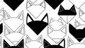 Black and white seamless pattern of stylized cat faces in geometric abstract vector illustration design elements Royalty Free Stock Photo