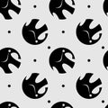 Black and white seamless pattern, stylized image of an elephant Royalty Free Stock Photo