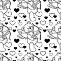 Black and white seamless pattern with teddy bears.. Royalty Free Stock Photo