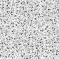 Black and white seamless polka dot pattern. Random ink circles and splashes. Cute simple doodle style pattern. Small, tiny specks