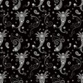 Black and white seamless repeat ornament background