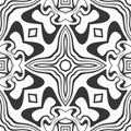 Black and white Seamless Repeating Vector Pattern. Multi, hexagon. Royalty Free Stock Photo