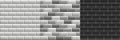 Black and white seamless textures of subway tiles. Set of vector grayscale bricks wall Royalty Free Stock Photo