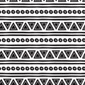 Black and white seamless tribal ethnic pattern Aztec abstract background Mexican ornamental texture Royalty Free Stock Photo