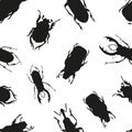 Black and white seamless pattern vector with beetles Royalty Free Stock Photo