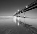Black and White Seascape and Pier in New Brighton Beach Royalty Free Stock Photo
