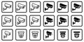 Black and White Security Camera Icons Collection for Surveillance Systems Royalty Free Stock Photo