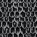 Black with white semi-circles seamless pattern background design.