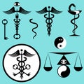 Black and white set caduceus.