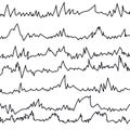 Black and white set cardiogram lines of heart Royalty Free Stock Photo