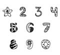 Black and white set of cartoon symbols,numbers from zero to nine Royalty Free Stock Photo