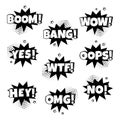 Black and white set of comic speech bubbles with different emotions. Vector illustration Royalty Free Stock Photo