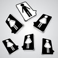 Black and white set icons with silhouettes of people