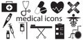 Black and white set of medical icons vector isolated Royalty Free Stock Photo