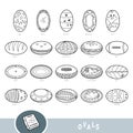 Black and white set of oval shape objects. Visual dictionary