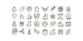 Set of simple line art vector outline icons on the theme of Christmas and New Year holidays Royalty Free Stock Photo