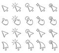 Black and white vector icon set with cursors and clicks Royalty Free Stock Photo