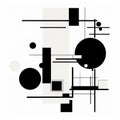 Abstract Black And White Painting With Circles And Squares
