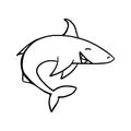 Black and white shark doodle sketch illustration