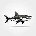 Black And White Shark Icon On White Background