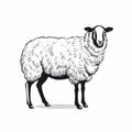 Distinctive Black And White Sheep Illustration With Woodcut-inspired Style