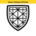 black and white shield icon with geometric pattern vector illustration Royalty Free Stock Photo