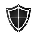 Black and White shield icon vector illustration for protection and security with white dots Royalty Free Stock Photo