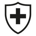 Black and white shield with medical cross silhouette