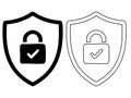 Black and white shield with padlock and checkmark security Royalty Free Stock Photo