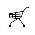 Black and white shopping cart silhouette