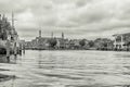 Black and white shot of the beautiful city of Alkmaar